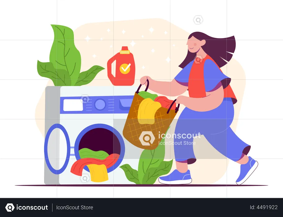 Woman washing clothes  Illustration