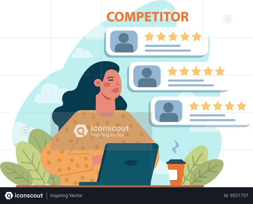 Woman doing Competitor ratings exploration  Illustration