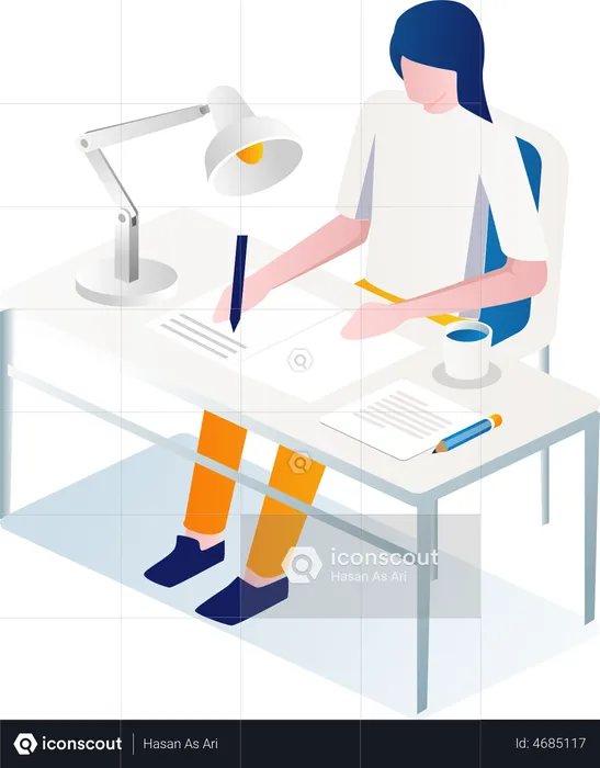Woman doing content writing  Illustration