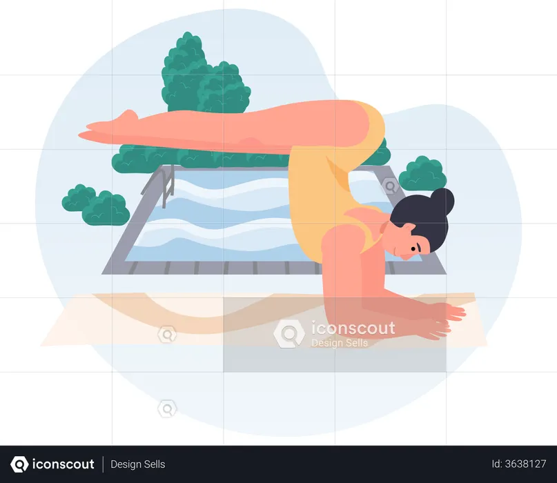 Woman doing Crane yoga  Illustration