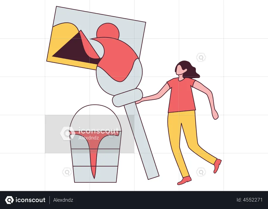 Woman doing creative marketing design  Illustration