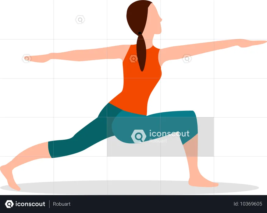 Woman Doing Crescent Lunge Twist Yoga Pose  Illustration