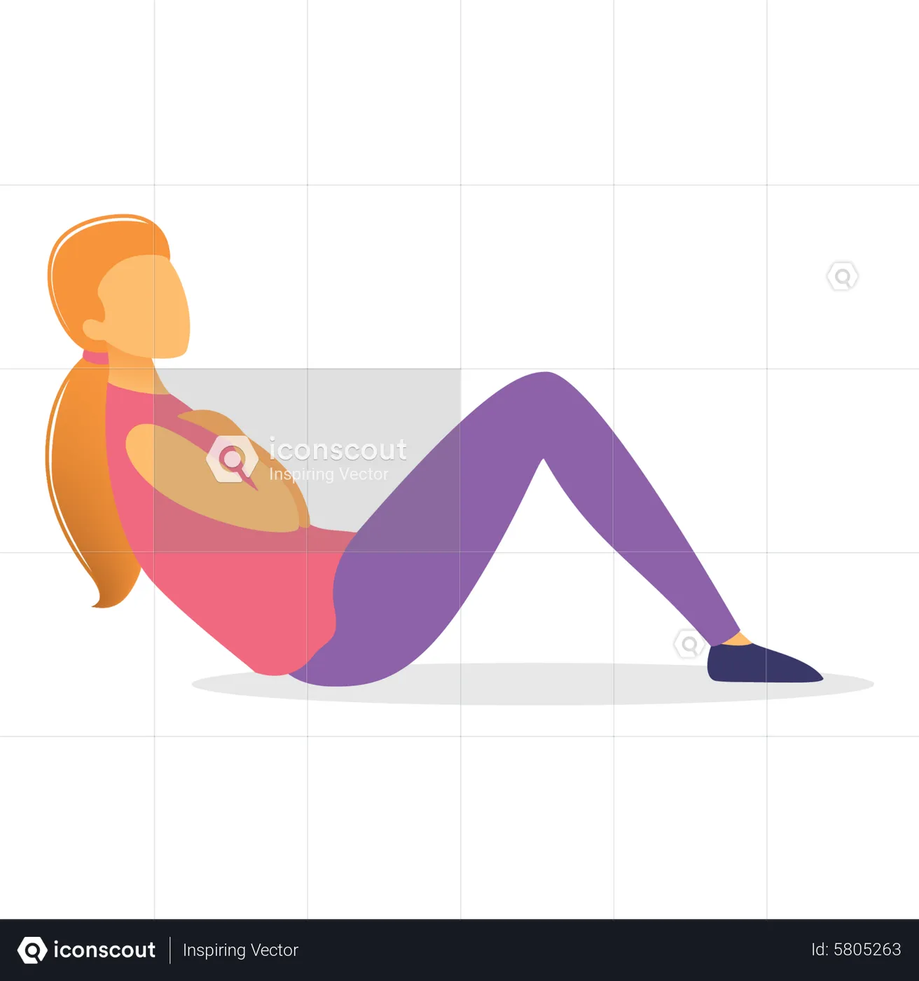 Woman Doing Crunches Illustration - Free Download People Illustrations ...