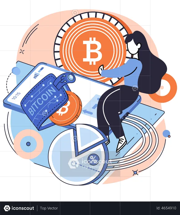 Woman Doing Crypto analysis  Illustration