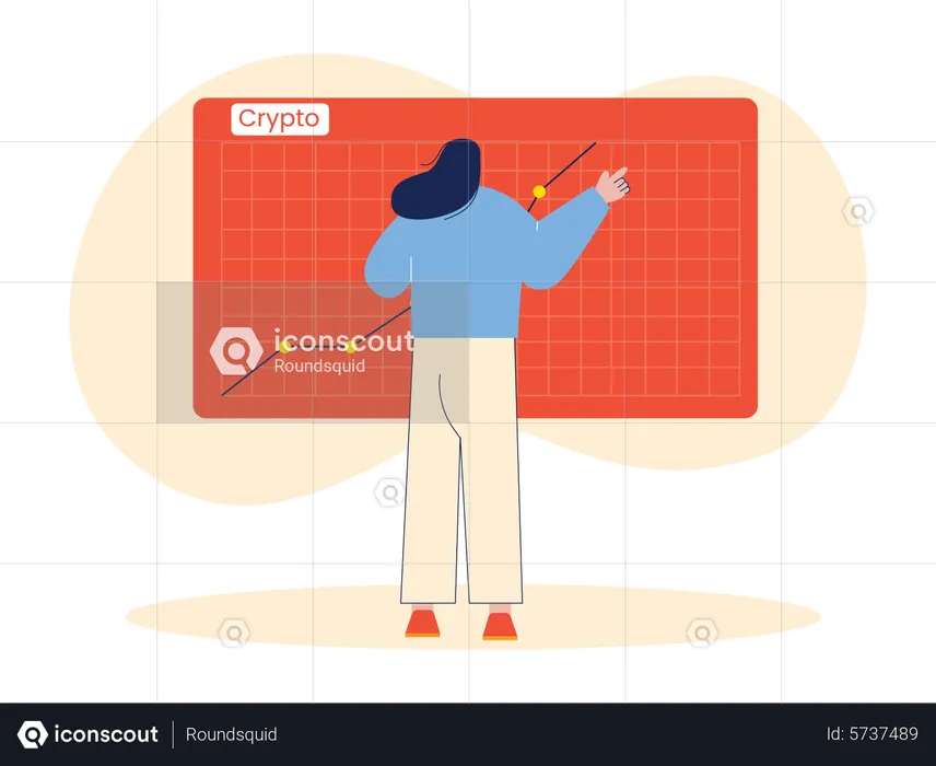 Woman doing crypto analysis  Illustration