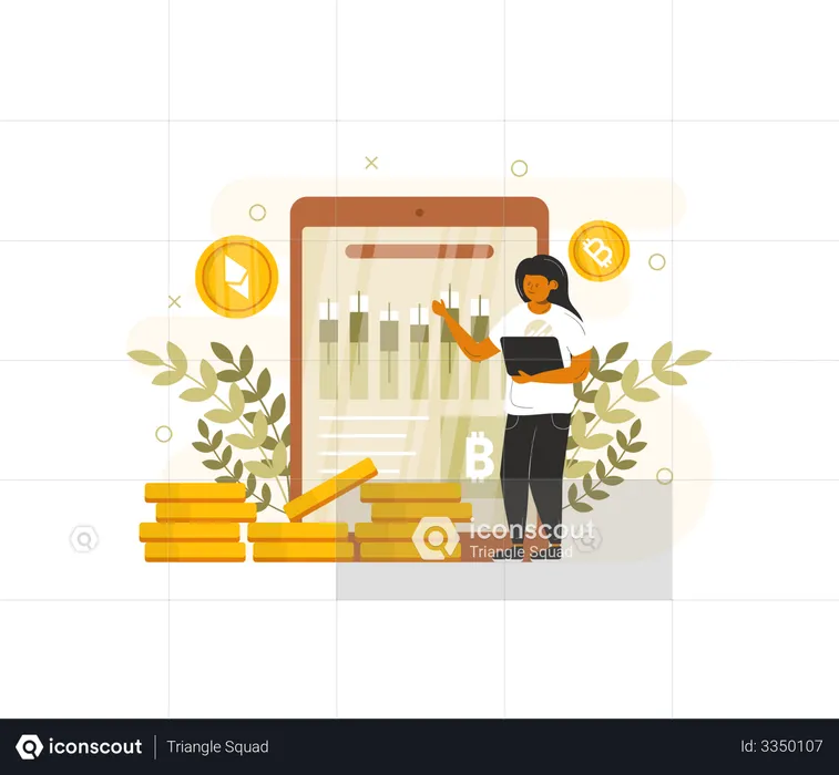 Woman doing crypto trading  Illustration