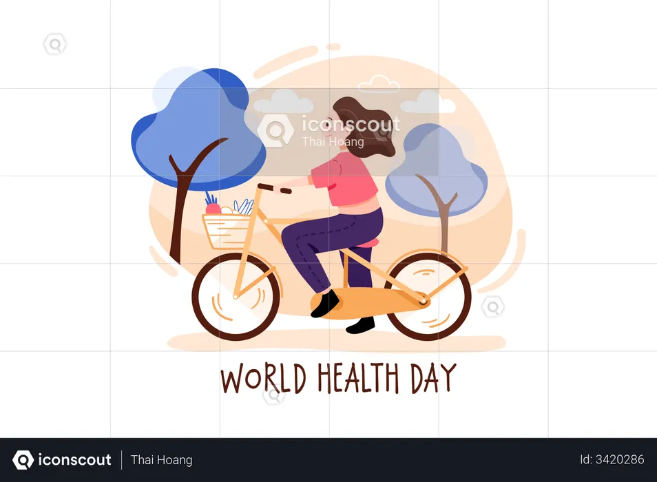Woman doing cycling  Illustration