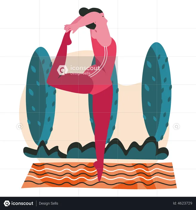 Woman doing dance yoga pose  Illustration