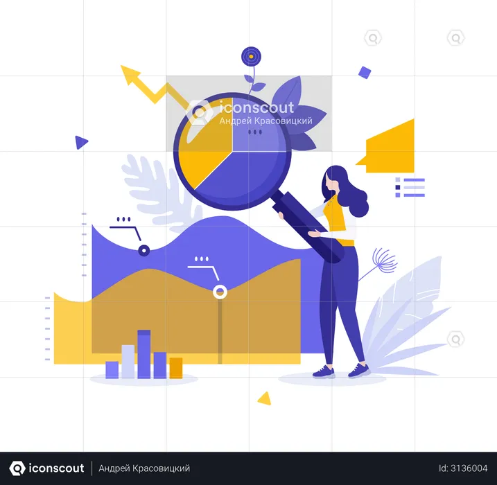 Woman doing data Analysis  Illustration