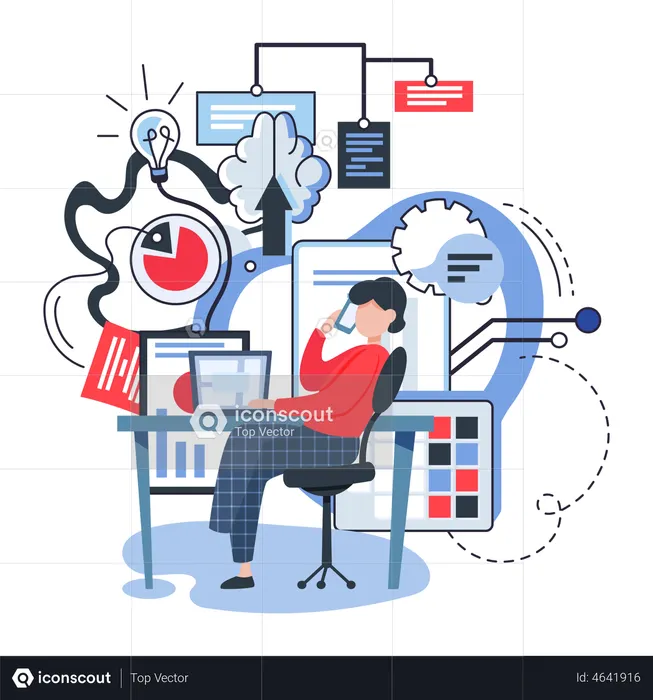 Woman doing data analysis  Illustration