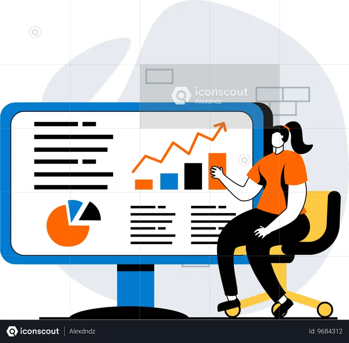 Woman Doing Data Analysis  Illustration