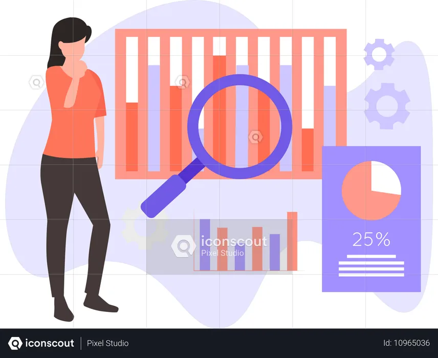 Woman doing Data Analysis  Illustration