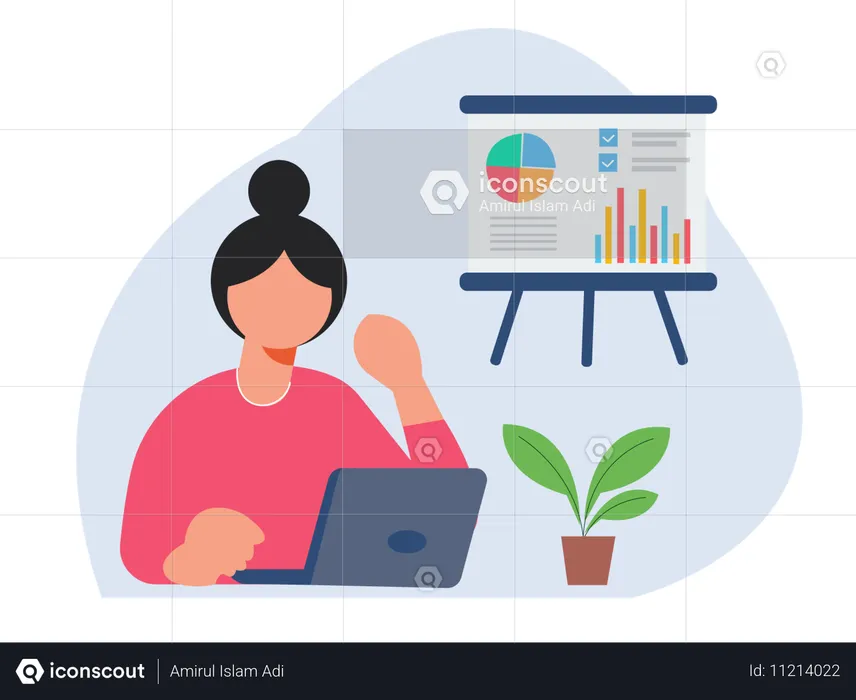 Woman doing data analysis  Illustration