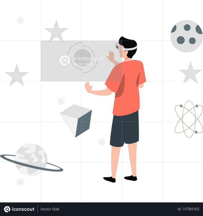 Woman doing data analysis using VR  Illustration