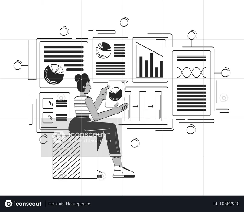 Woman doing Data-driven product management  Illustration