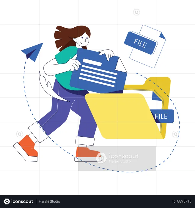 Woman doing Data Management work  Illustration