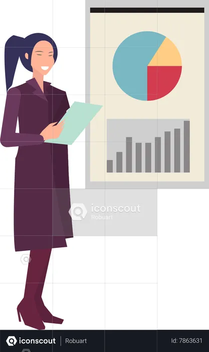 Woman doing data presentation  Illustration