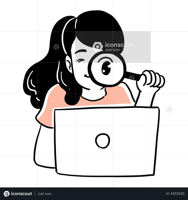 Woman doing data research  Illustration