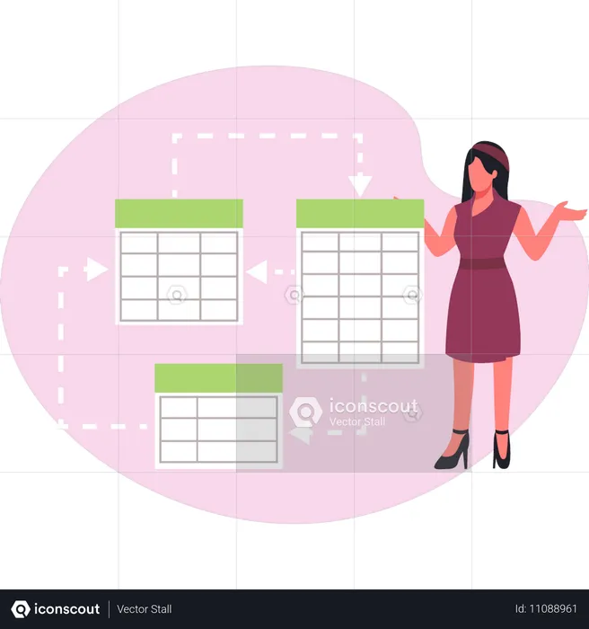 Woman doing data transfer  Illustration