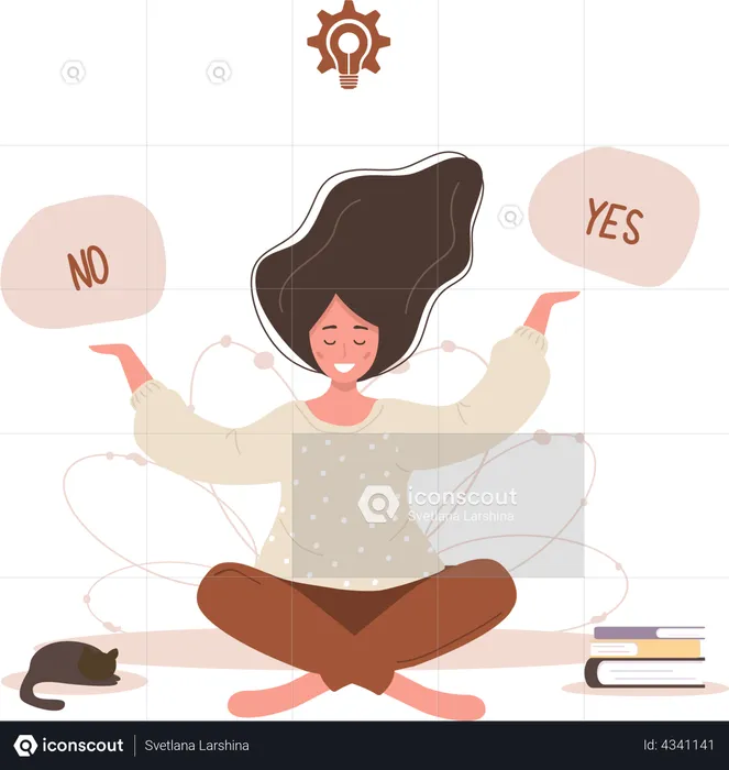 Woman doing decision making  Illustration