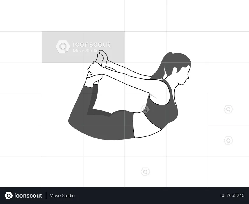 Woman doing dhanurasana  Illustration