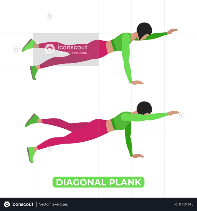 Woman Doing Diagonal Plank  Illustration