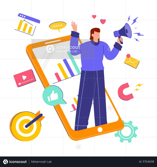 Woman doing Digital Marketing  Illustration