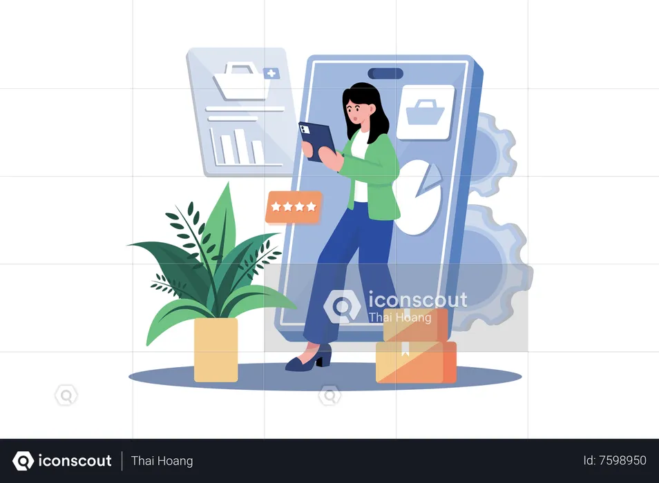 Woman doing digital marketing  Illustration