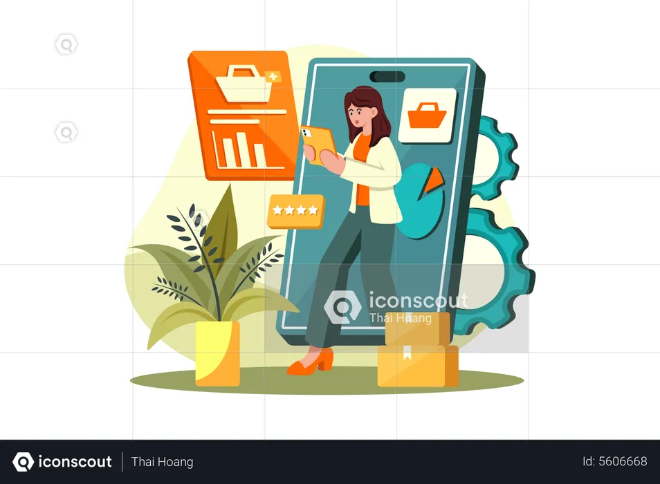 Woman doing digital marketing  Illustration