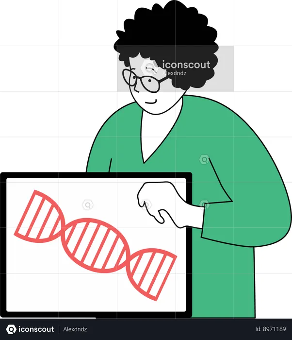 Woman doing dna research  Illustration