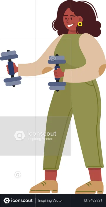 Woman doing dumbbell exercise  Illustration