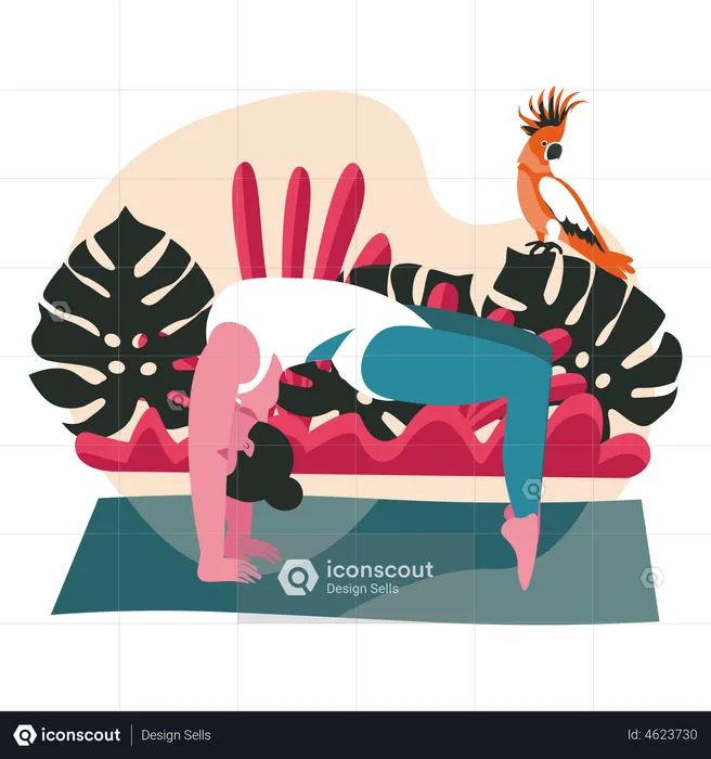 Woman doing dwi pada viparita dandasana yoga  Illustration