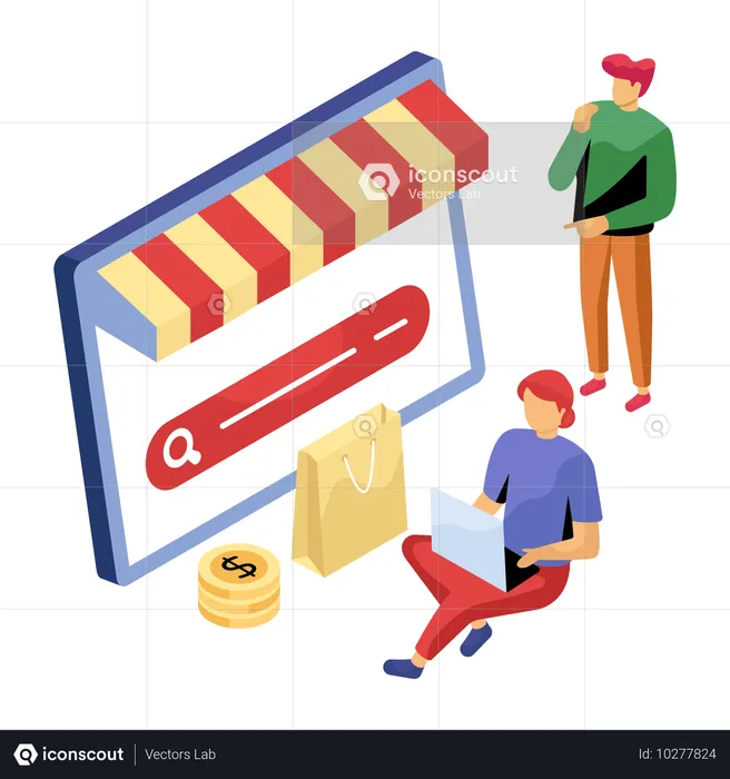 Woman doing E-Commerce shopping  Illustration