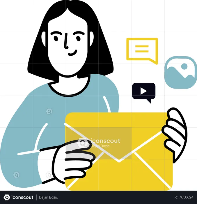 Woman doing E-mail marketing  Illustration