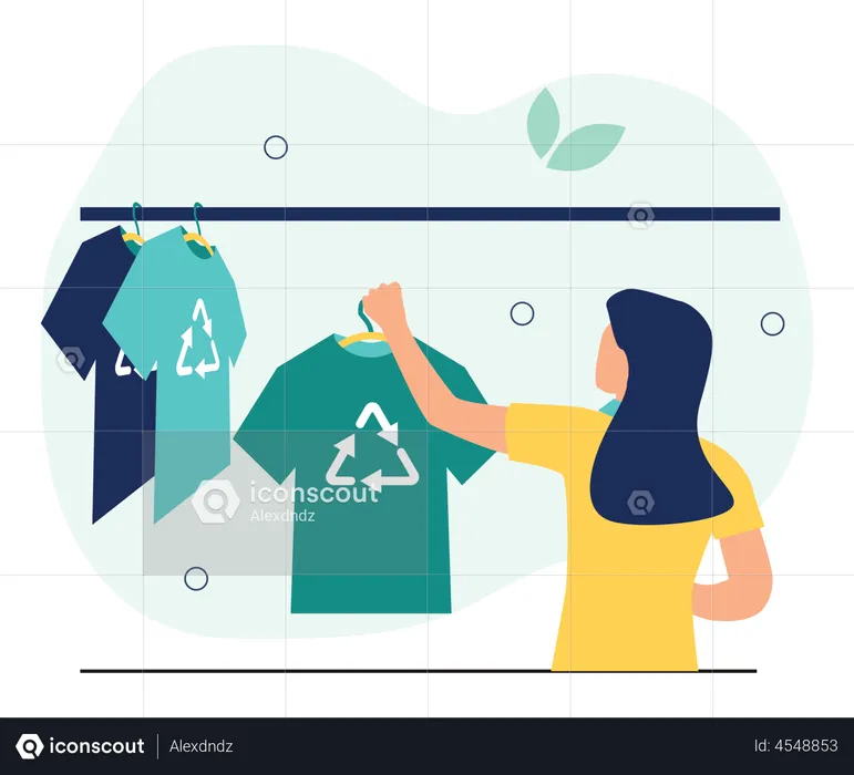 Woman doing eco friendly shopping  Illustration
