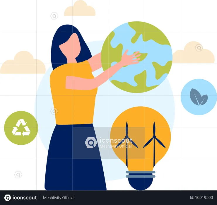 Woman doing ecological innovation  Illustration