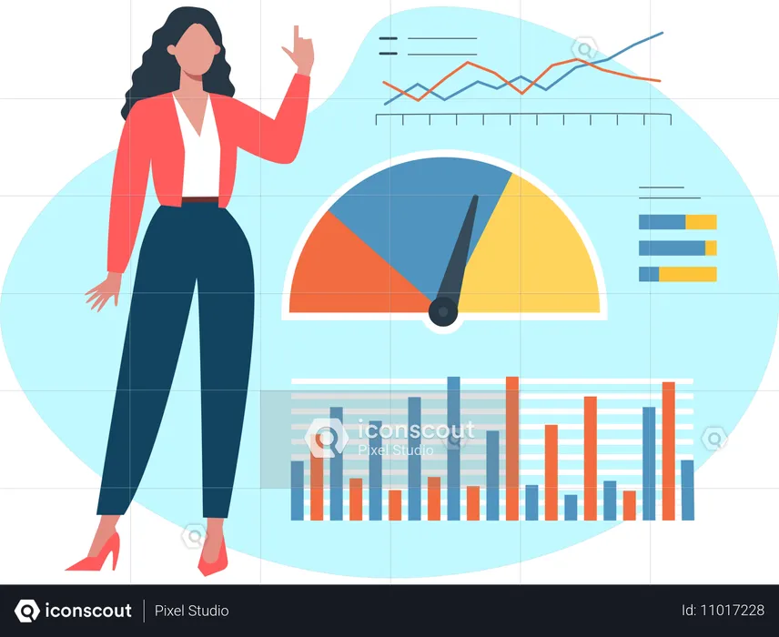 Woman doing economic analysis  Illustration