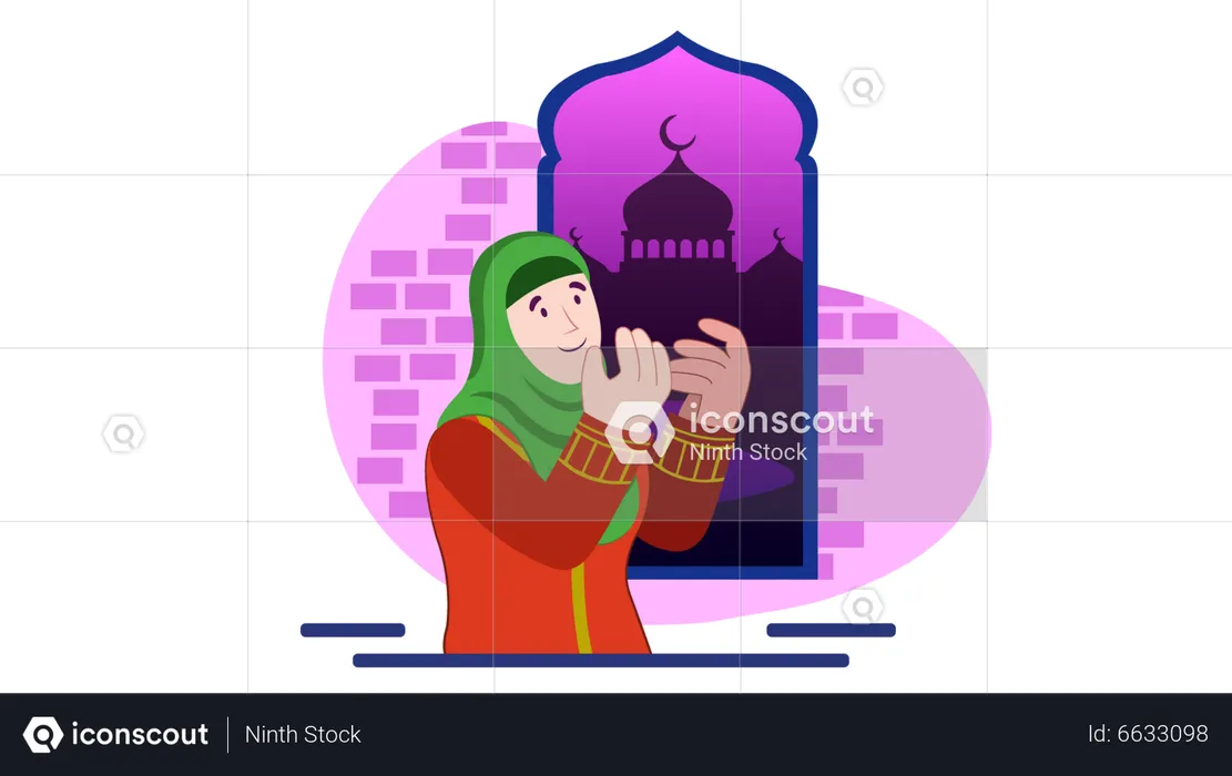 Woman doing Eid prayer  Illustration