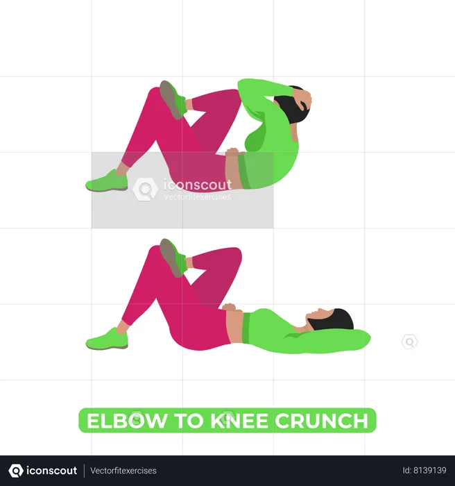 Woman Doing Elbow To Knee Crunch  Illustration