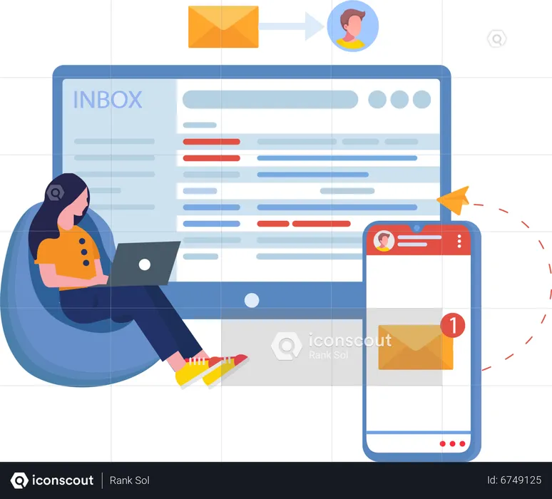 Woman doing Email marketing  Illustration