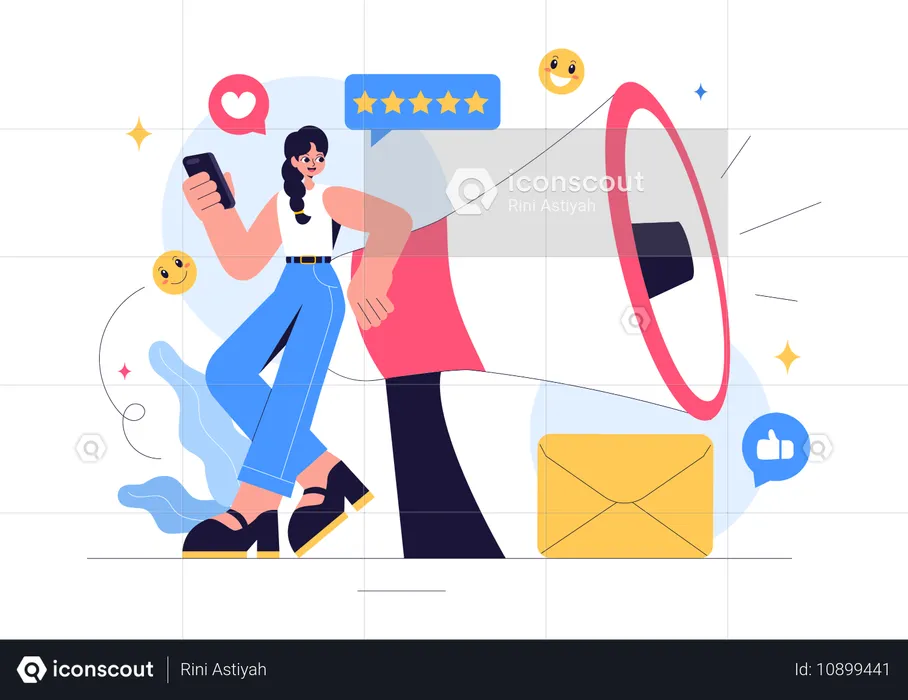 Woman doing email marketing  Illustration