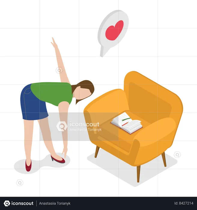 Woman doing exercise at workplace  Illustration