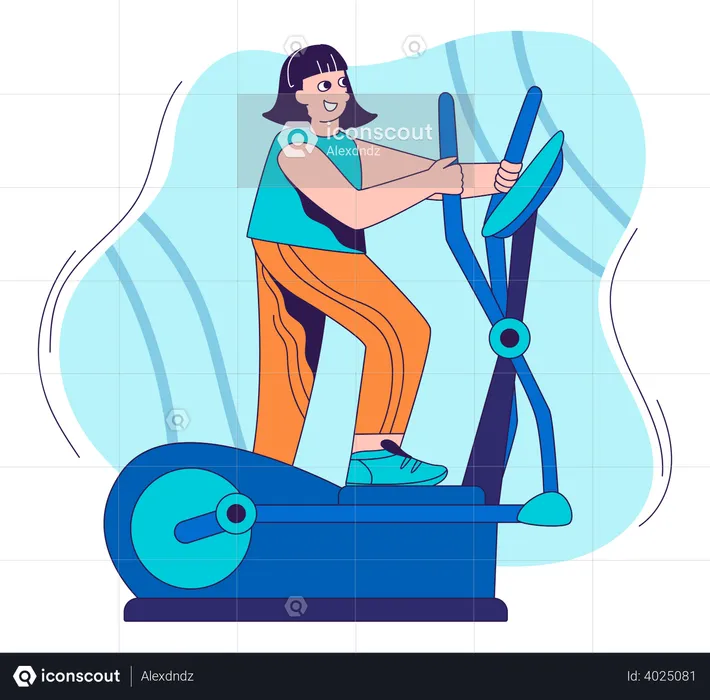 Woman doing exercise on elliptical machine  Illustration