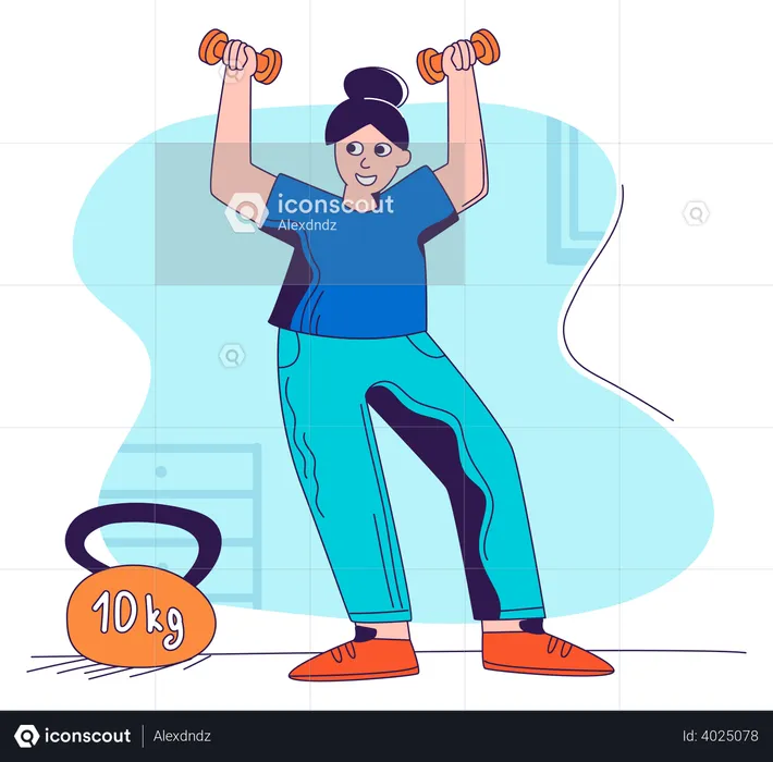 Woman Doing Exercise with dumbbell  Illustration