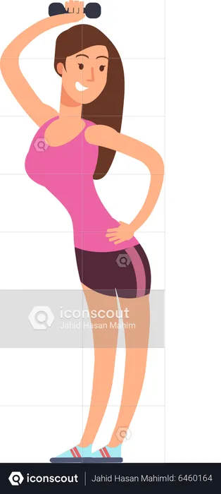 Woman doing exercise with dumbbell  Illustration