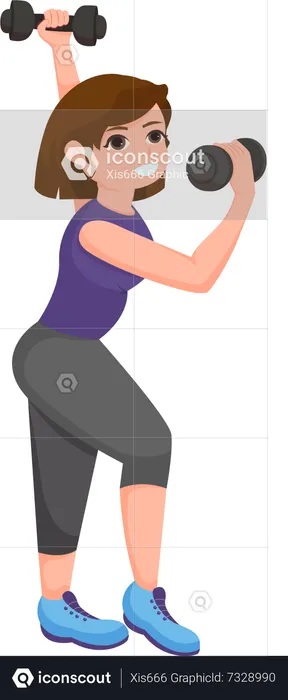 Woman doing Exercise with dummbbell  Illustration