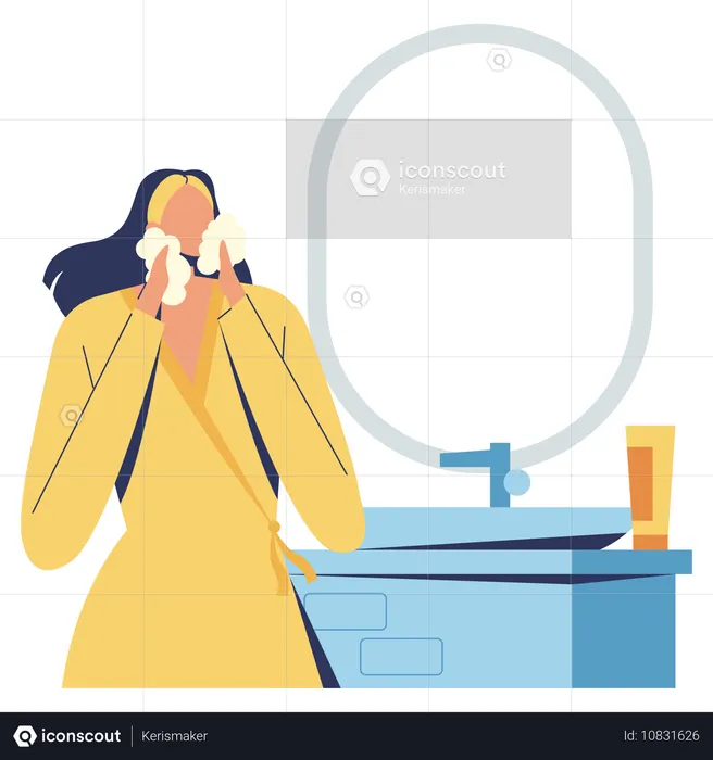 Woman doing Face wash  Illustration