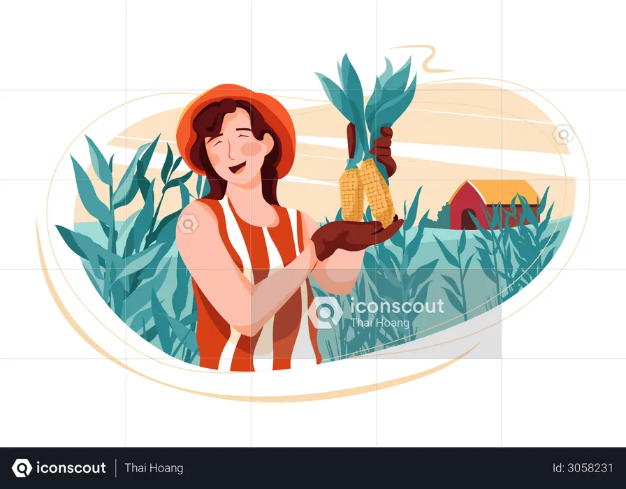 Woman doing farming  Illustration