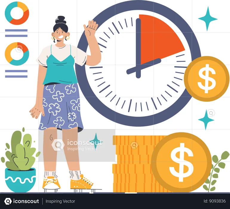 Woman doing financial analysis  Illustration