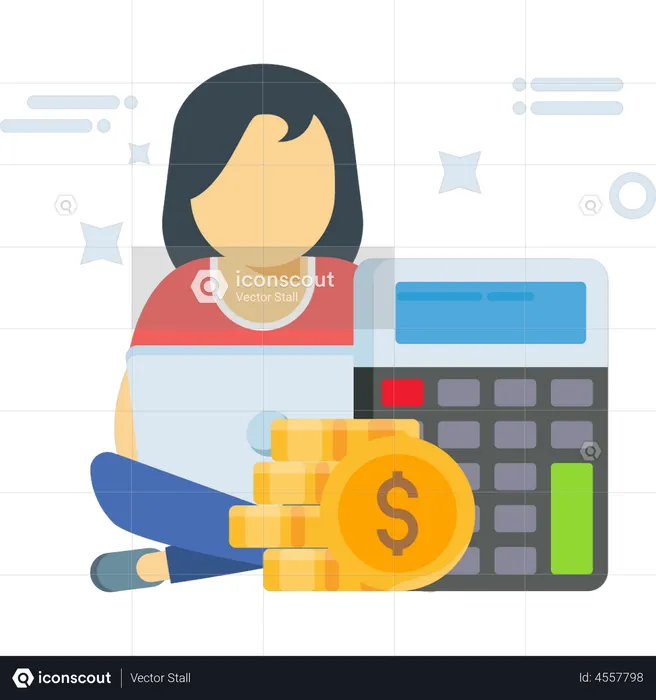 Woman doing financial calculation  Illustration